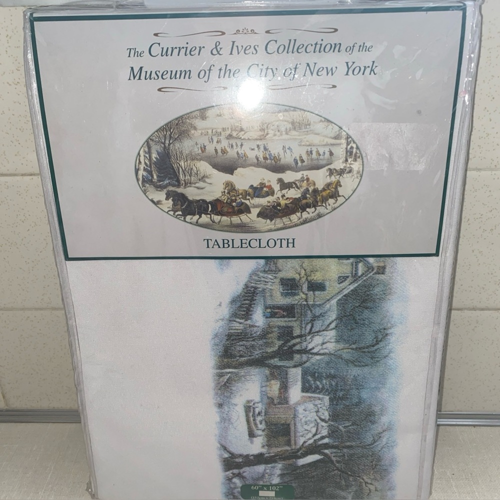 The‎ Currier & Ives VTG 2003 Museum Of The City Of New York Tablecloth 60”x120”